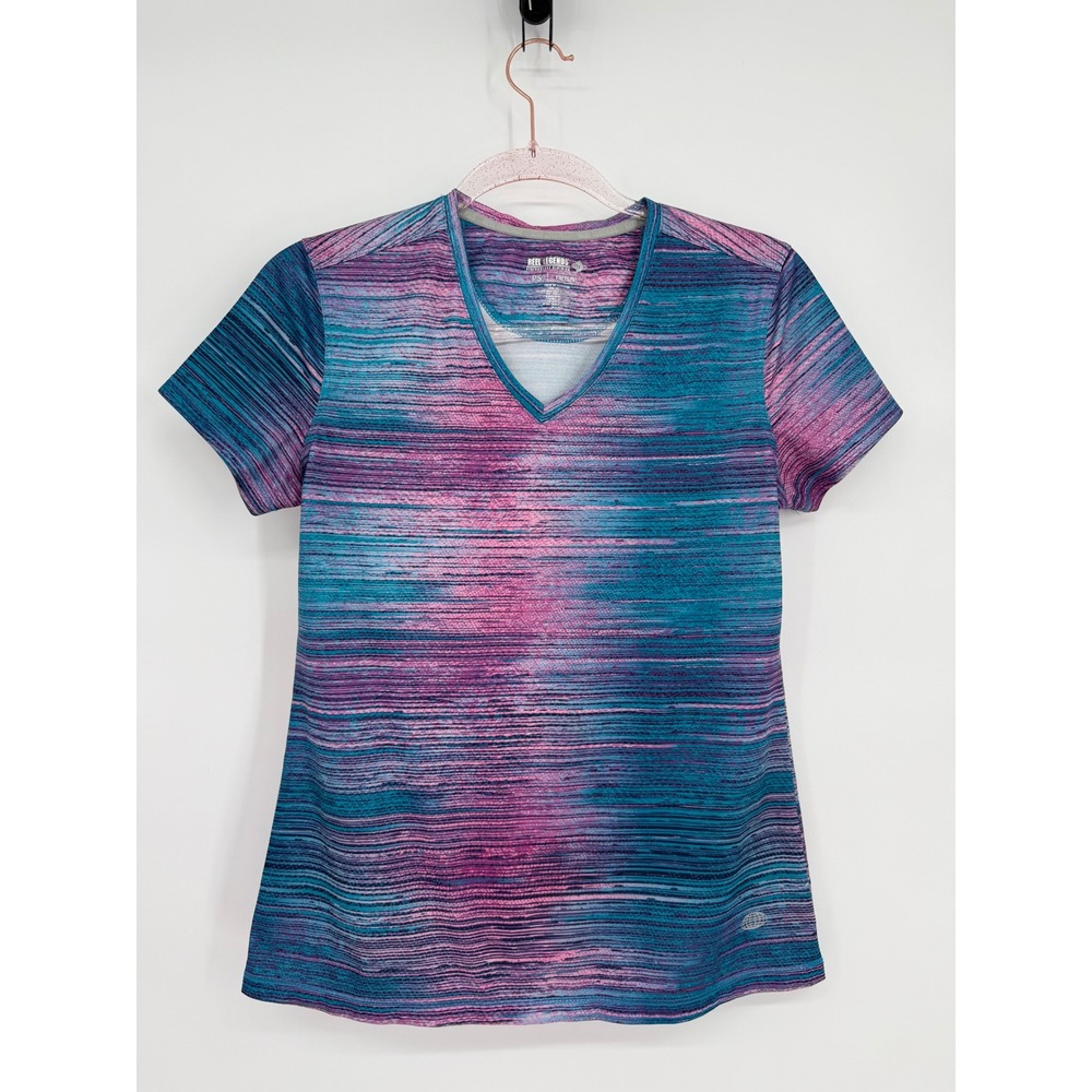 Reel Legends Freeline Performance Shirt Womens Purple Blue V-Neck Sz PS
